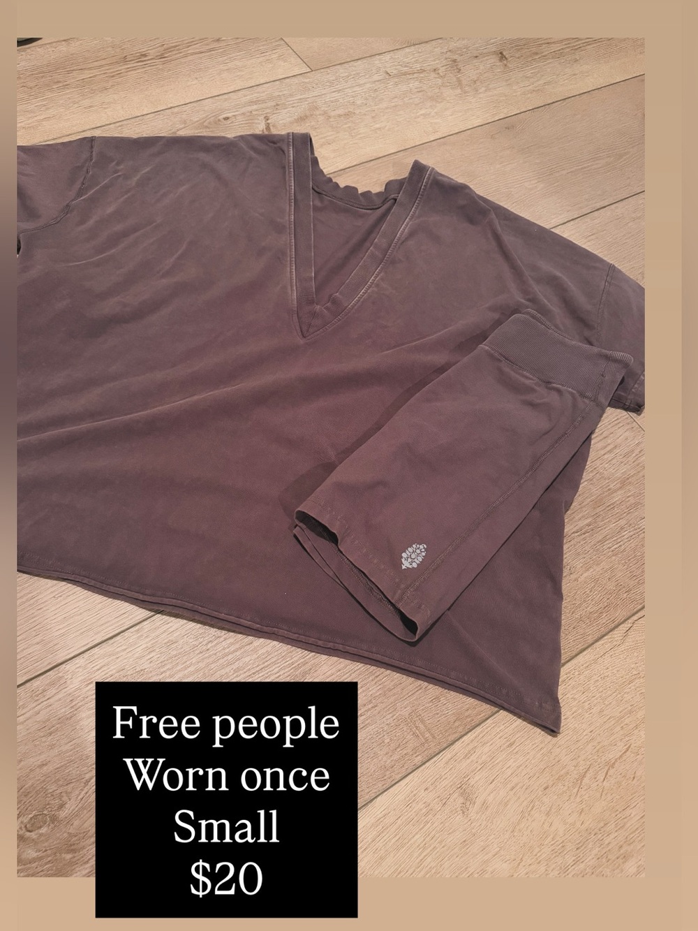 Free People Men's V-Neck Long Sleeve Shirt in Brown